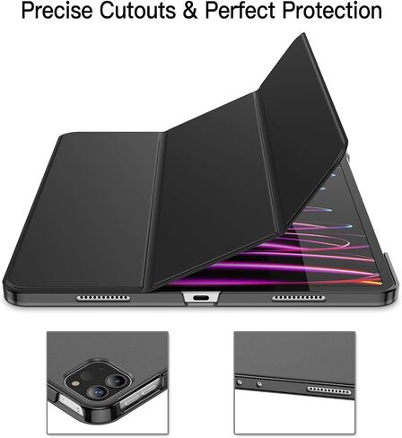 حافظة JETech لجهاز iPad Pro مقاس 12.9 بوصة (الجيل السادس/الخامس، موديل 2022/2021)، غطاء ذكي بغطاء خلفي صلب ورفيع مع تنبيه/غفو تلقائي (أسود) in Saudi Arabia