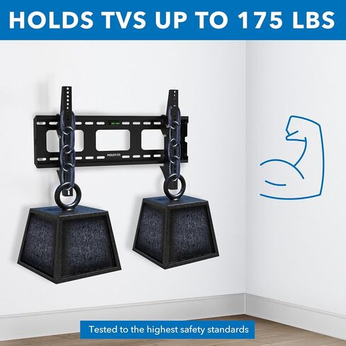 Mount-It! Heavy-Duty Fixed Tilt TV Wall Mount for 43–90 Inch Flat Screen TVs | Low Profile 1.5" Slim Design | VESA 100x100 to 800x600 | 220 lb Capacity | 8° Downward Tilt | 16"/24" Stud Installation in Kuwait