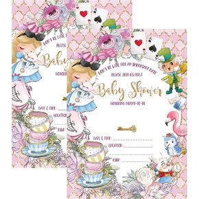 Silly Goose Gifts Darling Alice Baby Shower Wonderland Important Date Invitations with Envelopes