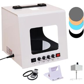 Photo Studio Light Box Kit, Professional 360 Turntable Jewelry Shooting Tent Softbox with Speed and Brightness Adjustable, Electric Photography Light Box with Black White Background(T30)