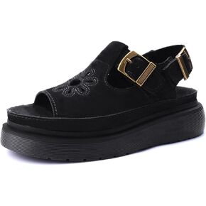 Women's Floral Platform Sandals Adjustable T Strap Beach Wedges with Memory Foam Slip On Water Shoes for Women, Arch Support Summer Sandals Non-Slip Sole Brown
