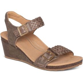 Aetrex Women's Grace Orthopedic Adjustable Woven Wedge Sandals - Ankle Strap Arch Support Platform Wedge Shoes