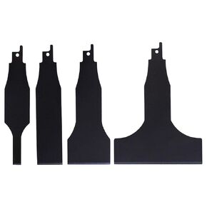 4PCS Reciprocating Saw Scraper Blade, Heavy Duty Carbon Steel Scraping Tool Attachment Blades for Removing Tile Grout Glue Gaps Adhesives, Wall Cleaning, Metal Derusting(Color:Black)