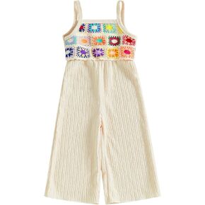 Baby Toddler Girl Outfits Crocheted Ruffled Bell Bottom One Piece Romper Set 6 12 18 24 Months 2 3 4 T