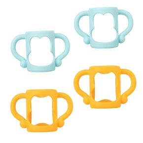 Besportble 4pcs مقابض زجاجة التغذية السيليكون تصميم الانزلاق للقبضة المريحة لزجاجات الحليب وتعزيز الشرب المستقل