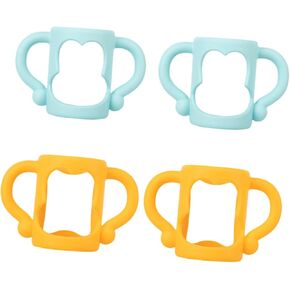 Vicasky 4pcs مقابض زجاجة غير انزلاقية مقابض سيليكون واسعة لزجاجات الحليب لمسة مريحة لمسة سهلة لعقد ملحق التغذية القابلة لإعادة الاستخدام