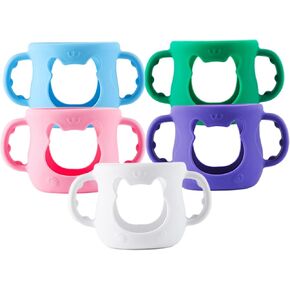 Baby Bottle Handles, 5PCS Safe Soft Heat-Resistant Silicone Baby Bottle Holder with Non Slip Handles for 120ml Bottles