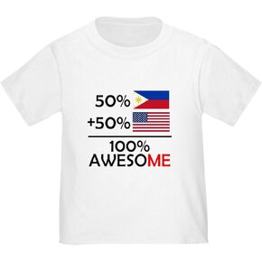CafePress Half Filipino Half American T Shirt Cute Toddler Graphic Tee, 100% Cotton