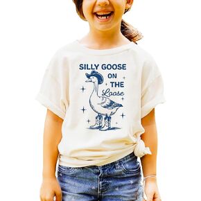 Silly Goose on The Loose Shirt for Youth and Toddler Girls Funny Tee for Kids