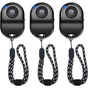Remote Shutter for iPhone Camera, Bluetooth Remote for Android, Hands Free Works with Take a Christmas Family Portrait, Create Amazing Photos and Selfies, Wrist Strap Included（3 Pack） (Round)
