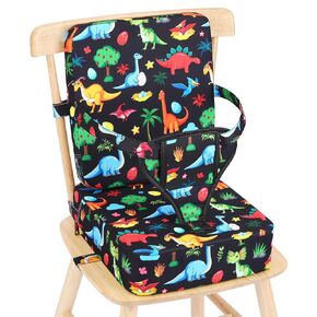 Toddler Booster Seat for Kitchen Chair, Non-Slip Bottom Dining Table Booster Seat with Backrest and Adjustable Straps, Portable Eating Travel Increasing Cushion