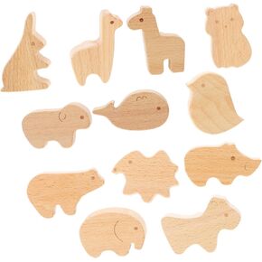 ARTIBETTER 12pcs Cute Animal Drawer Pulls Wooden Knobs for Boy Girl Room Furniture Jungle Animal Cabinet Knobs Easy Install for Nursery Dresser