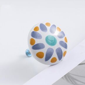 1PC Cute Child Nordic Galka Ceramiczna do mebli Single Knobs Wardrobe Kitchen Door Handle Modern Round Cabinet Knobs With Screw - (Color: 004)