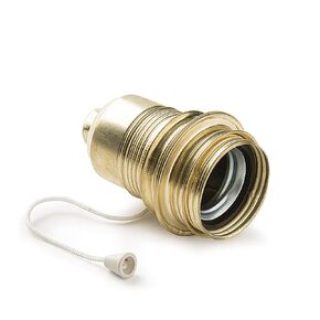 Threaded Metal lamp Holder with Switch and Washer | E-27 Bulbs | Metallic Material | Gold