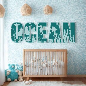Personalized Wooden Name Sign - Custom Baby Name Signs for Nursery & Kids Room, Baby Announcement Sign, Wall Name Signs Personalized, Round Wooden Letters for Nursery Decor (Dinosaur)