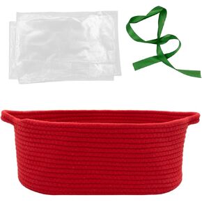 Woven Basket with Gift Bags and Ribbons, 14"X 10" X 6" Gift Storage Organizer Bin Shelf Shelves Cotton Rope Basket for Nursery, Pet Toys (Black)