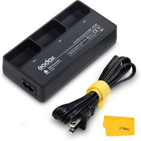 GODOX VC26T Triple Battery Charger Kit, Suitable for Godox VB26 VB26A VB26B VB30 Lithium Battery of Godox V1 V1 Pro V100 AD100PRO V860III V850III MF-R76 Flash