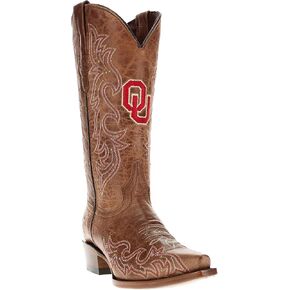 Vaccari Women's Annie Genuine Leather NCAA Athletics Embroidery & Studs Snip Toe Cowgirl Boots