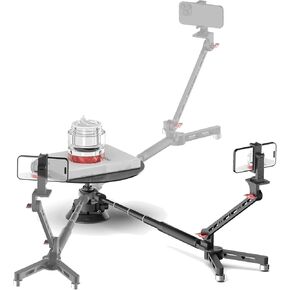 Professional 360° Photography Turntable with 110cm Retractable Pole, Rotating Camera Slider for Food & Product Videos
