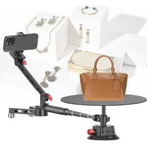 Rotating Camera Slide Turntable with 110cm Retractable Stand, 360° Professional Photography Tool for Product & Food Shooting