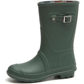 Harssidanzar Womens Mid Calf Rain Boots Waterproof Garden Shoes Rubber Rainboots for Ladies HL224US