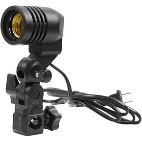 1 PCS Light Lamp Photo Studio E27 AC Socket Photography 1.8M Cable Cord Bulb Stand with Umbrella Holder Bulb Mount Black Lamp Holder US Plug