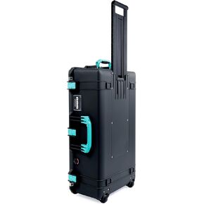 Black Pelican 1615 Air case with Teal Handles & latches. Comes Empty & with Wheels.
