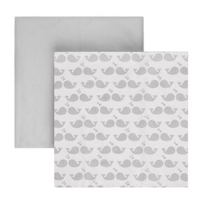 Tadpoles 2-Piece Whales Crib Sheets | Collection of 2 Fitted Crib Sheets | Made of 100% Brushed Microfiber Polyester | Soft, Smooth, Breathable & Durable | Ideal for Babies | Grey & White