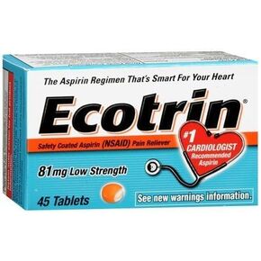Ecotrin Low Strength Safety Coated Aspirin, NSAID 81mg, 45 count