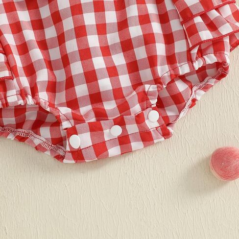GOOCHEER Baby Girl First Birthday Outfit ONE Embroidery Plaid Romper Bodysuit One Year Old Cake Smash Clothes in Saudi Arabia