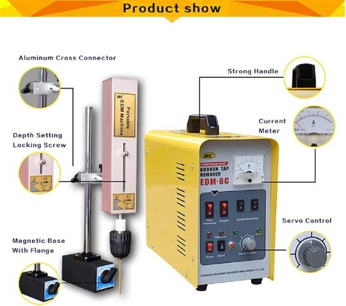 EDM-8C 800W ، 110 فولت EDM المحمولة ، TAP ERODER ، مزيل النقر المكسور ، النقر فوق التفكك ، النقر فوق الموقد ، قم بإزالة بسرعة 5/64 '' إلى 25/32 '' صنابير مكسورة ، تدريبات ، مسامير ، مسامير (إعداد عمق ثقب) in Kuwait