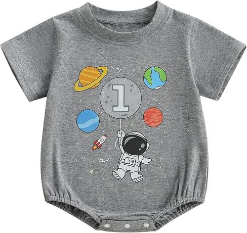 Space Astronaut First Birthday Outfit Baby Boy One Year Old Birthday Romper Short Sleeve Bodysuit Shirt in Saudi Arabia