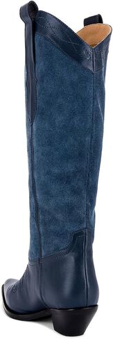 Knee High Cowgirl Boots for Women Platform Block Pointed Toe Casual Fashion Embroidered Boots in Kuwait