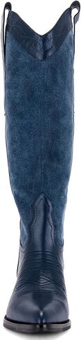 Knee High Cowgirl Boots for Women Platform Block Pointed Toe Casual Fashion Embroidered Boots in Kuwait