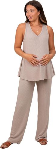 PinkBlush Rib Knit Tank and Pant Maternity Set in Kuwait