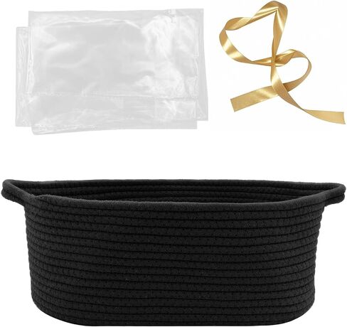Woven Basket with Gift Bags and Ribbons, 14"X 10" X 6" Gift Storage Organizer Bin Shelf Shelves Cotton Rope Basket for Nursery, Pet Toys (Black) in Kuwait