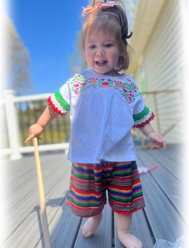 Hintina Toddler Girl Mexican Mexican Servidered Service Short Sleeve Blouse و Shorts Shorts غير الرسمية in Kuwait