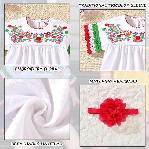 Hintina Toddler Girl Mexican Mexican Servidered Service Short Sleeve Blouse و Shorts Shorts غير الرسمية in Kuwait