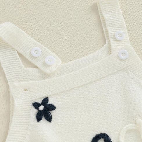 Infant Baby Girl 4th of July Outfit Newborn Sleeveless Button USA Flower Embroidery Romper in Saudi Arabia