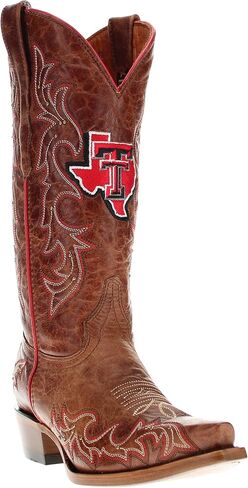 Vaccari Women's Annie Genuine Leather NCAA Athletics Embroidery & Studs Snip Toe Cowgirl Boots in Kuwait