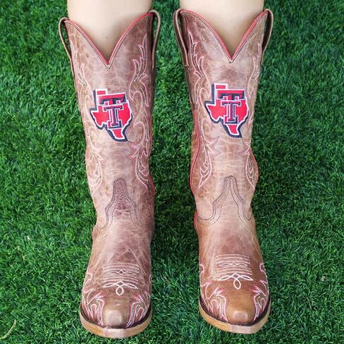 Vaccari Women's Annie Genuine Leather NCAA Athletics Embroidery & Studs Snip Toe Cowgirl Boots in Kuwait