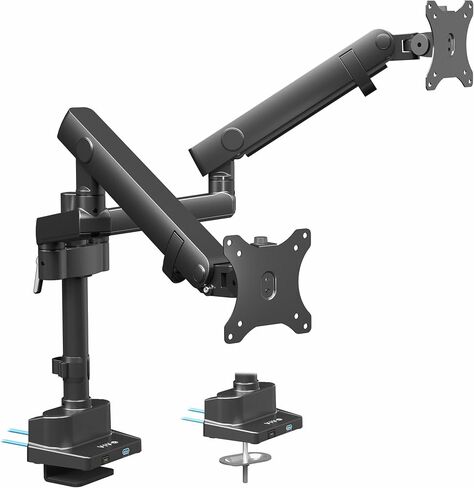 VIVO Premium Aluminum Full Motion Dual Monitor Desk Mount Stand with Lift Engine Arm, Pole Extension, and USB Ports, Fits Ultrawide Screens up to 35 inches, STAND-V102BDU in Saudi Arabia