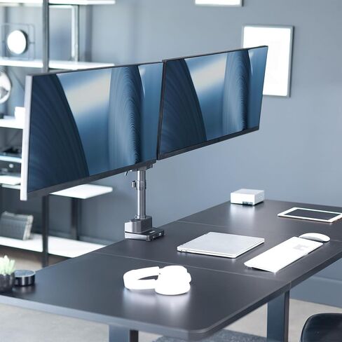 VIVO Premium Aluminum Full Motion Dual Monitor Desk Mount Stand with Lift Engine Arm, Pole Extension, and USB Ports, Fits Ultrawide Screens up to 35 inches, STAND-V102BDU in Saudi Arabia