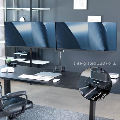 VIVO Premium Aluminum Full Motion Dual Monitor Desk Mount Stand with Lift Engine Arm, Pole Extension, and USB Ports, Fits Ultrawide Screens up to 35 inches, STAND-V102BDU in Saudi Arabia