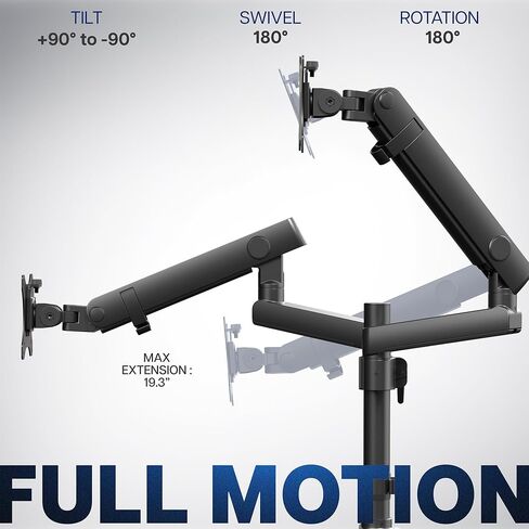 VIVO Premium Aluminum Full Motion Dual Monitor Desk Mount Stand with Lift Engine Arm, Pole Extension, and USB Ports, Fits Ultrawide Screens up to 35 inches, STAND-V102BDU in Saudi Arabia