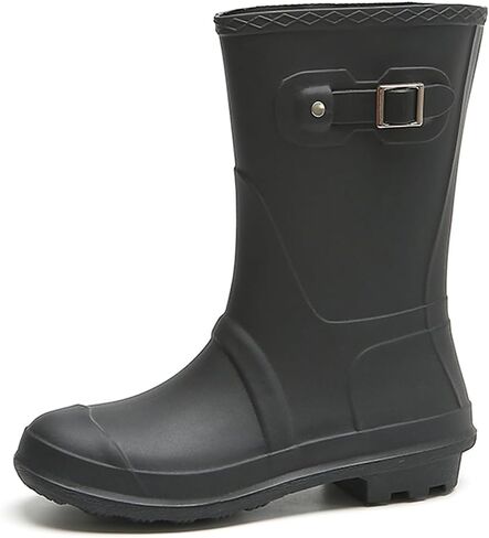 Harssidanzar Womens Mid Calf Rain Boots Bracking Garden Shoes Rubber Rainboots للسيدات HL224US in Saudi Arabia
