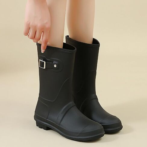 Harssidanzar Womens Mid Calf Rain Boots Bracking Garden Shoes Rubber Rainboots للسيدات HL224US in Saudi Arabia