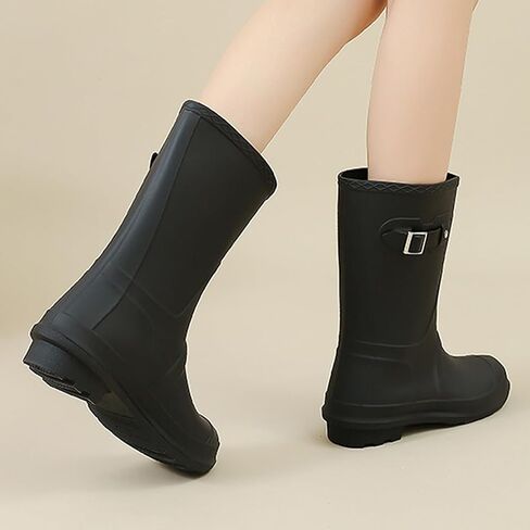 Harssidanzar Womens Mid Calf Rain Boots Bracking Garden Shoes Rubber Rainboots للسيدات HL224US in Saudi Arabia
