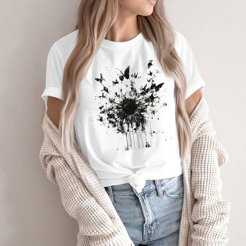 Oversized Tshirts for Women Blouses Casual Short Sleeve Shirts Summer Outfits 2025 Womens Tops Asymmetrical in Kuwait