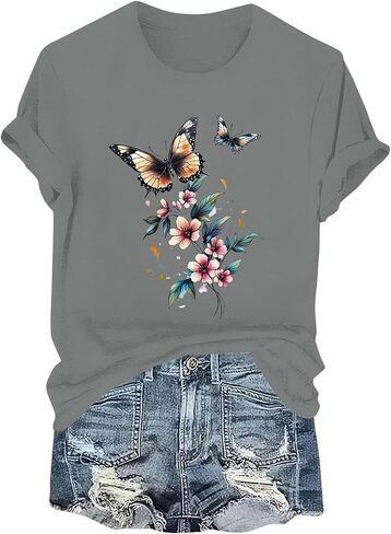 Graphic Tees for Women Hawaiian Shirts Business Casual Tops Summer Womens Tshirts Work Womens Fashion 2025 in Kuwait